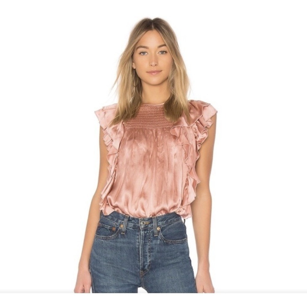 Ulla Johnson Winnie 100% Silk Light Pink Ruffle Size 0 Gorgeous Fairy Girly